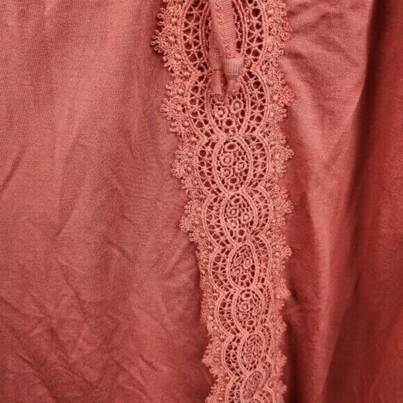 CABLE & Gauge Womens BOHO Top Size 1X Orange Lace Accent Balloon Sleeve Peasant - Picture 3 of 8